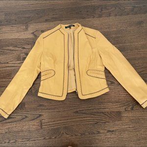 Anne Klein Vintage Tan Leather Cropped Jacket